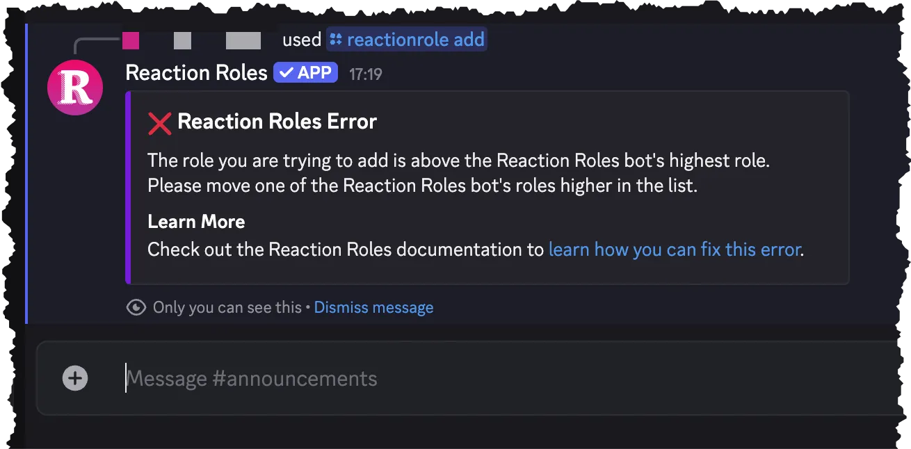 The Role You Are Trying To Add Is Above the Bot’s Highest Role