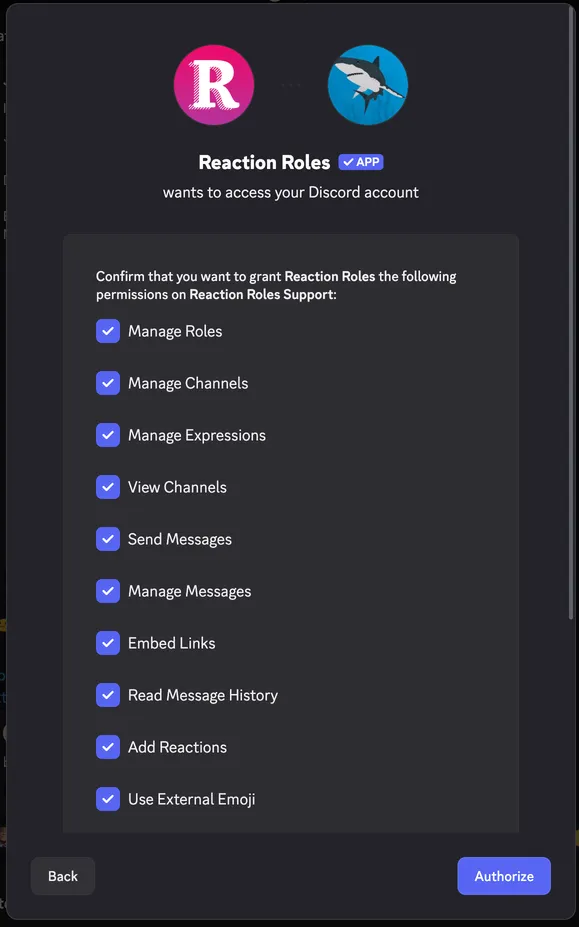 Authorize the bot with the required permissions Authorize the bot with the required permissions