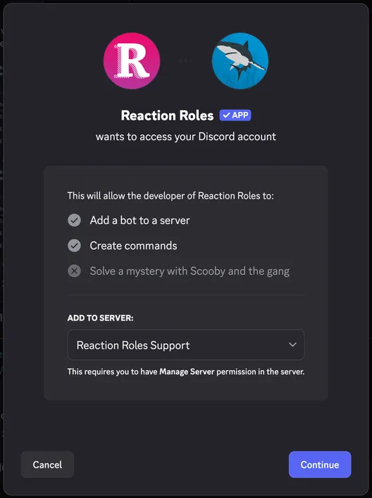 Select your Discord server Select your Discord server